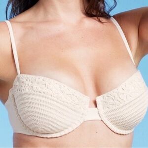 Cream Crochet Bikini Top 34C